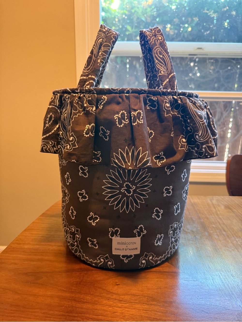 Minicoton x Call it by your Name Bucket Tote in Brown Paisley Print